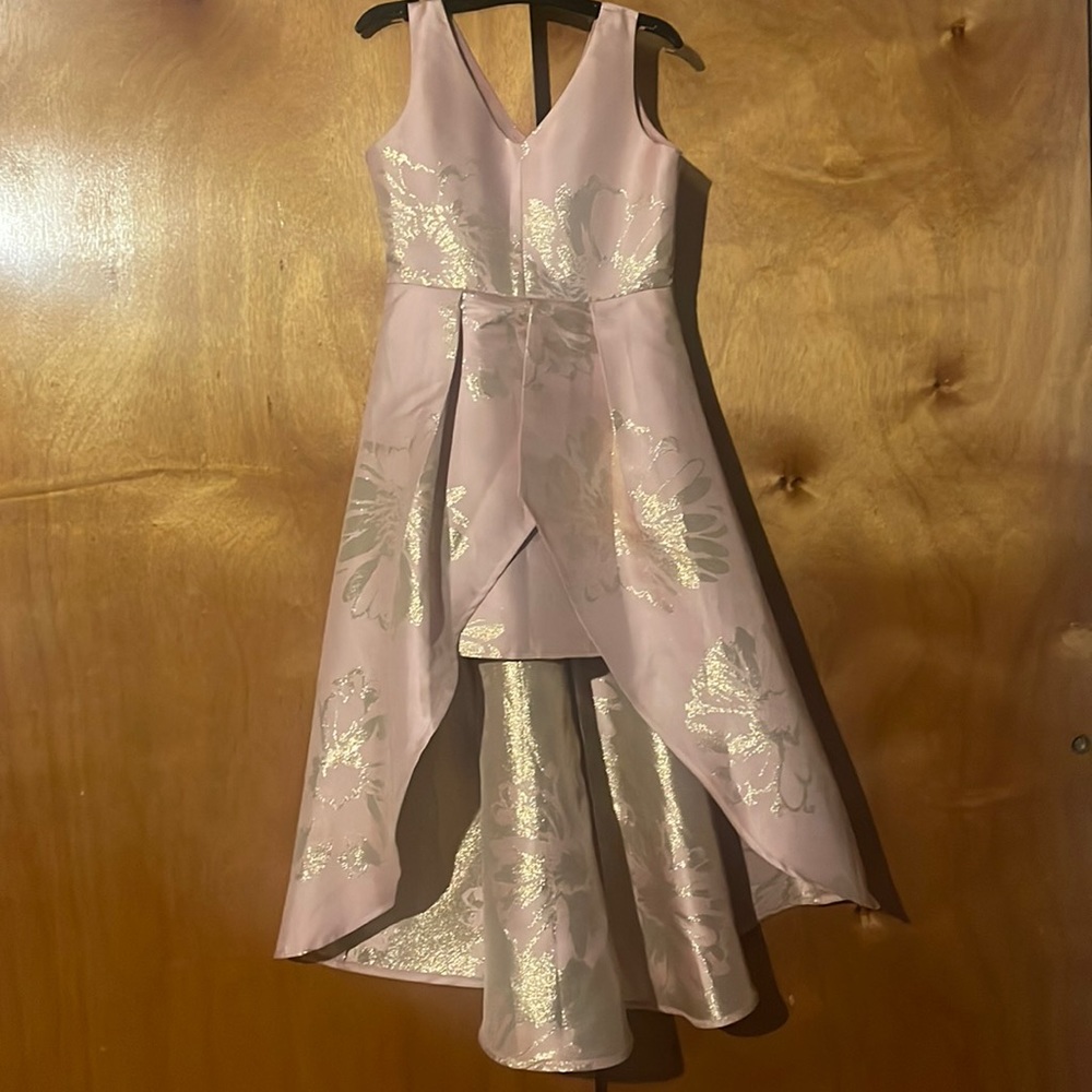 Rare edition like new Pink and gold high low dress in a girl's size 8